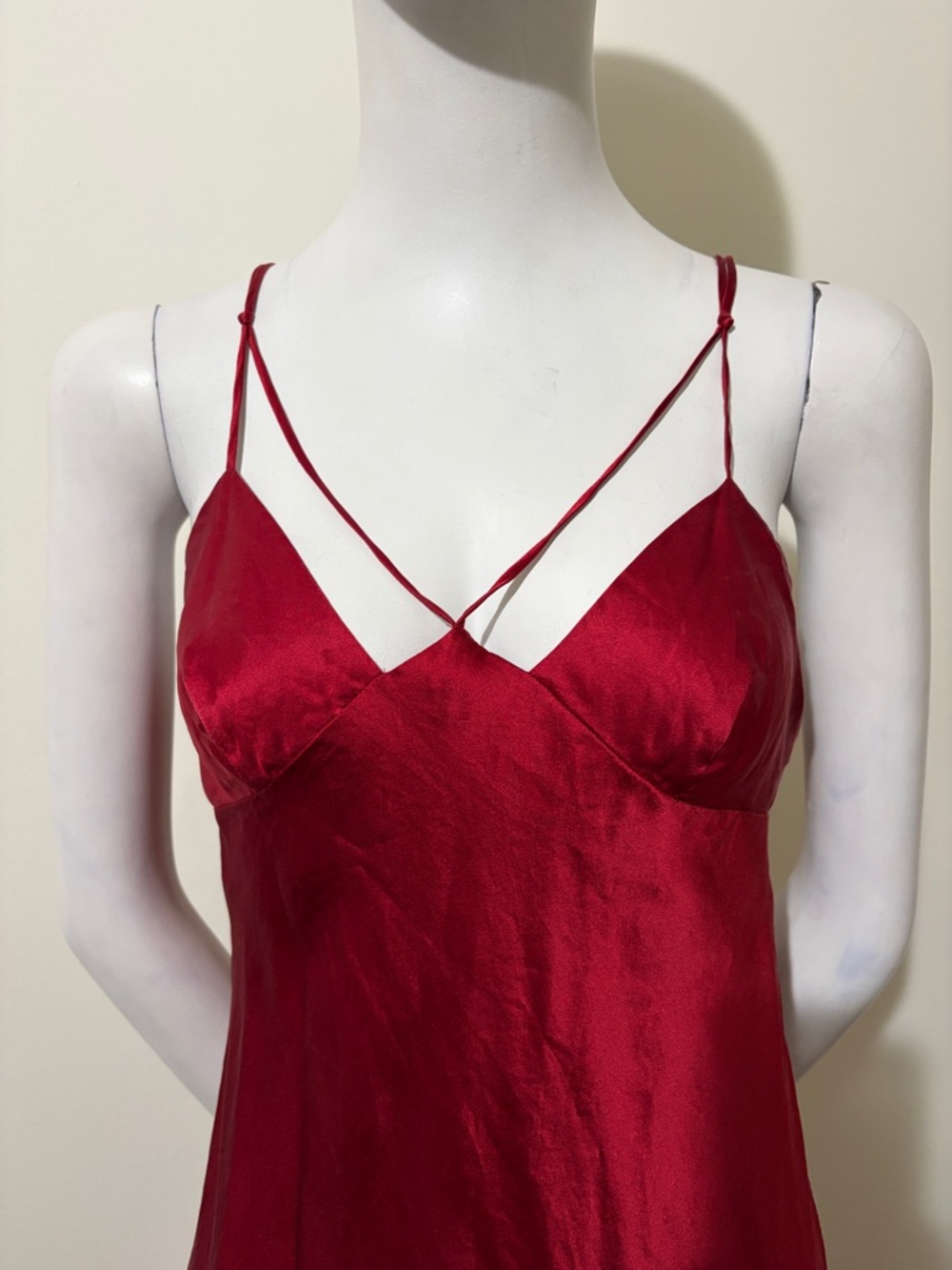 Vintage 1990s Victoria’s Secret Red Silk Strappy Slip - Picture 5 of 10
